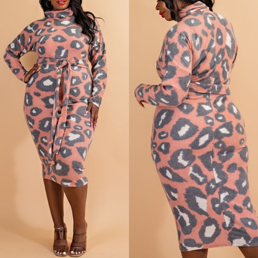 Leapard sweater dress